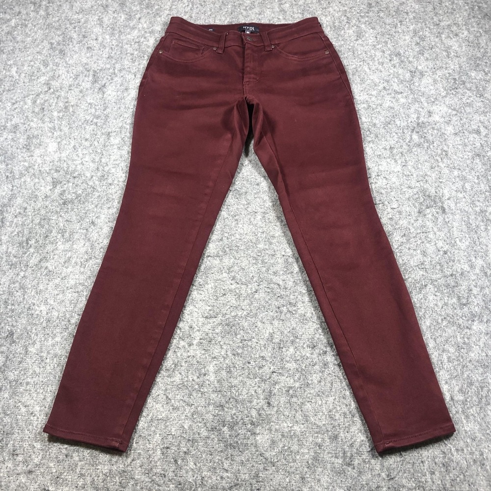 NYDJ Skinny Jeans Womens 8P Red‎ Petite High Rise Stretch Dark Wash Denim